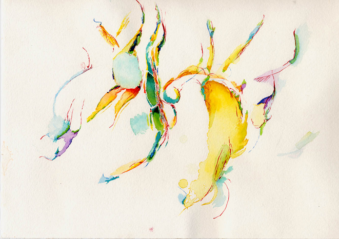 Kirsten K&ouml;tter: Indische Aquarelle, Aquarell, 18 &times; 24 cm (Ausschnitt, Detail)