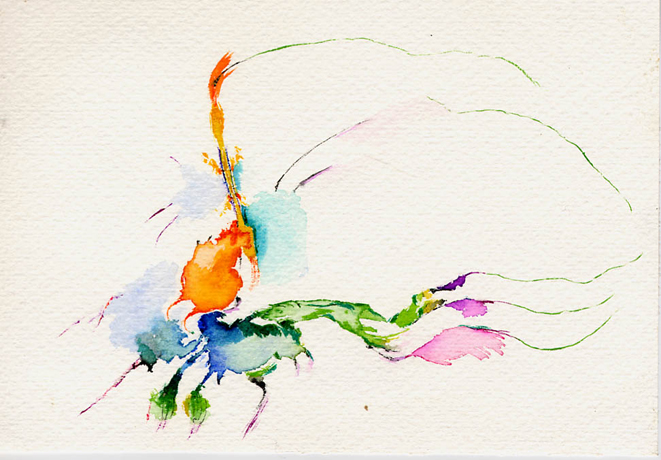 Kirsten K&ouml;tter: Indische Aquarelle, Aquarell, 12 &times; 17 cm (Ausschnitt, Detail)