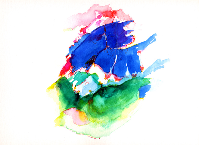 Kirsten K&ouml;tter: Site-specific painting, Malerei vor Ort, Sp&auml;tsommer 2003, Aquarell, 30 &times; 40 cm