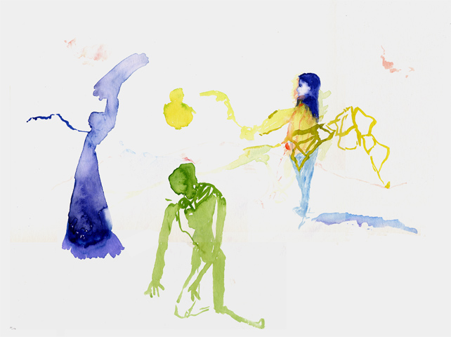 Kirsten K&ouml;tter: Vogelfrau, 2006, Aquarell, 30 &times; 40 cm