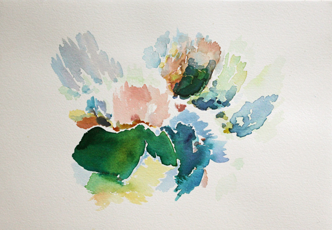 Kirsten K&ouml;tter: Felsen, Site-Specific Painting, Malerei vor Ort, Dillenburg, 50.731899° N / 8.292529° O 19.10.2013, Aquarell, 17 &times; 24 cm