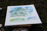 Kirsten K&ouml;tter: Licht, B&auml;ume, Feld (Detail, Ausschnitt), Site-specific painting, See im Taunus, N&auml;he Wingsbach (Taunusstein), 50° N / 8 ° O