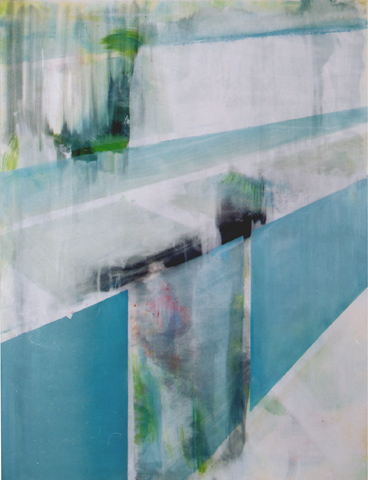 untitled (Glass architecture Lake Geneva), palimpsest (overpainting Flowers) / ohne Titel (Glasarchitektur Genfer See), Palimpsest (Übermalung Blumen), 2007 / 2010, oil, acrylic, canvas, 90 × 70 cm (Kirsten Kötter)