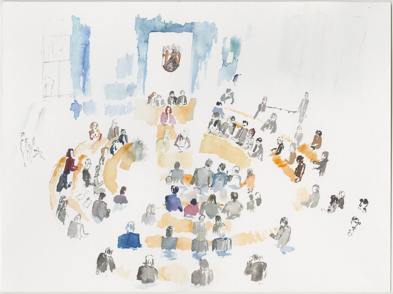 2019-02-21_plenarsitzung_skizze, sketch, 30 × 40 cm (Kirsten Kötter)